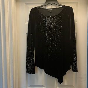 Karen Kane Black Velvet top with sequins.  Size Large.